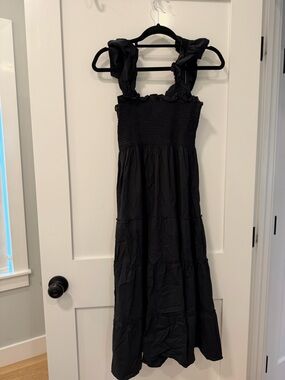 Hill House Black Smocked Dress with Ruffle Straps
